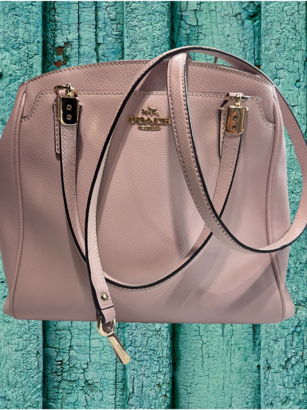 Coach Blush Pink Leather Dome Satchel with Gold Hardware